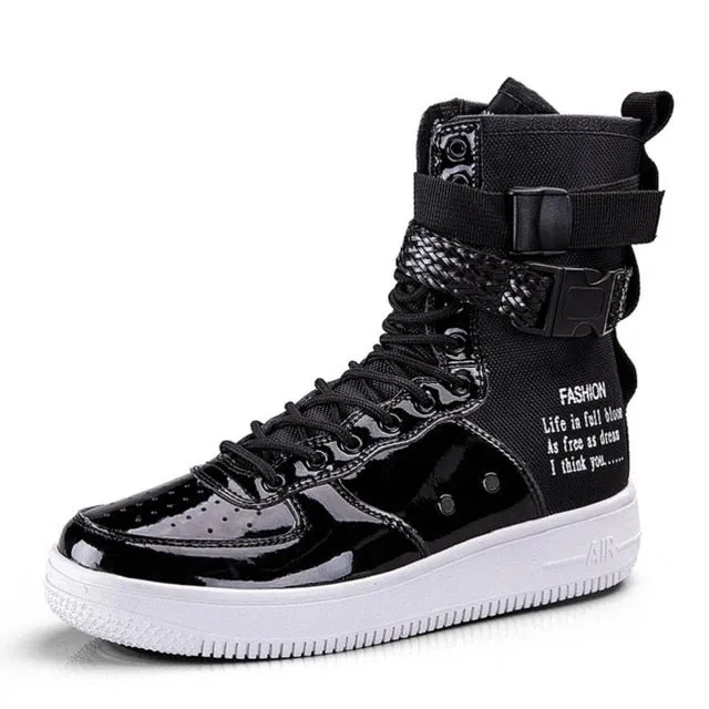 Hot Sale Fashion High Top Buckle Lovers Breathable Casual Sneakers zapatillas Personality street style couple shoes