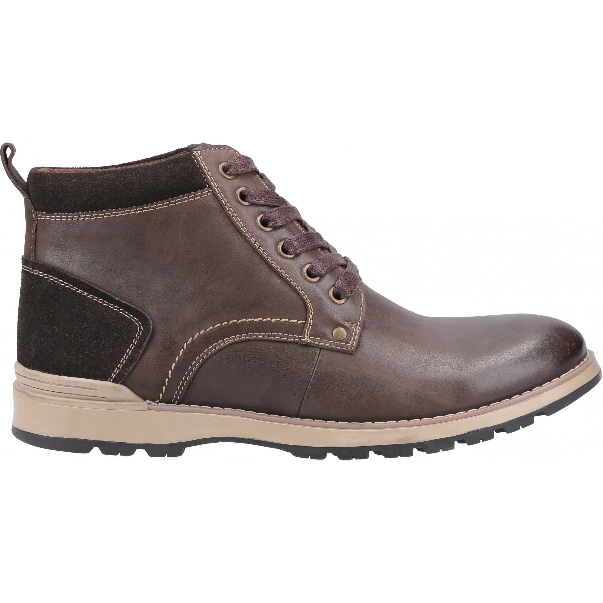 Hush Puppies DEAN Mens Waxy Nubuck Chukka Boots Brown