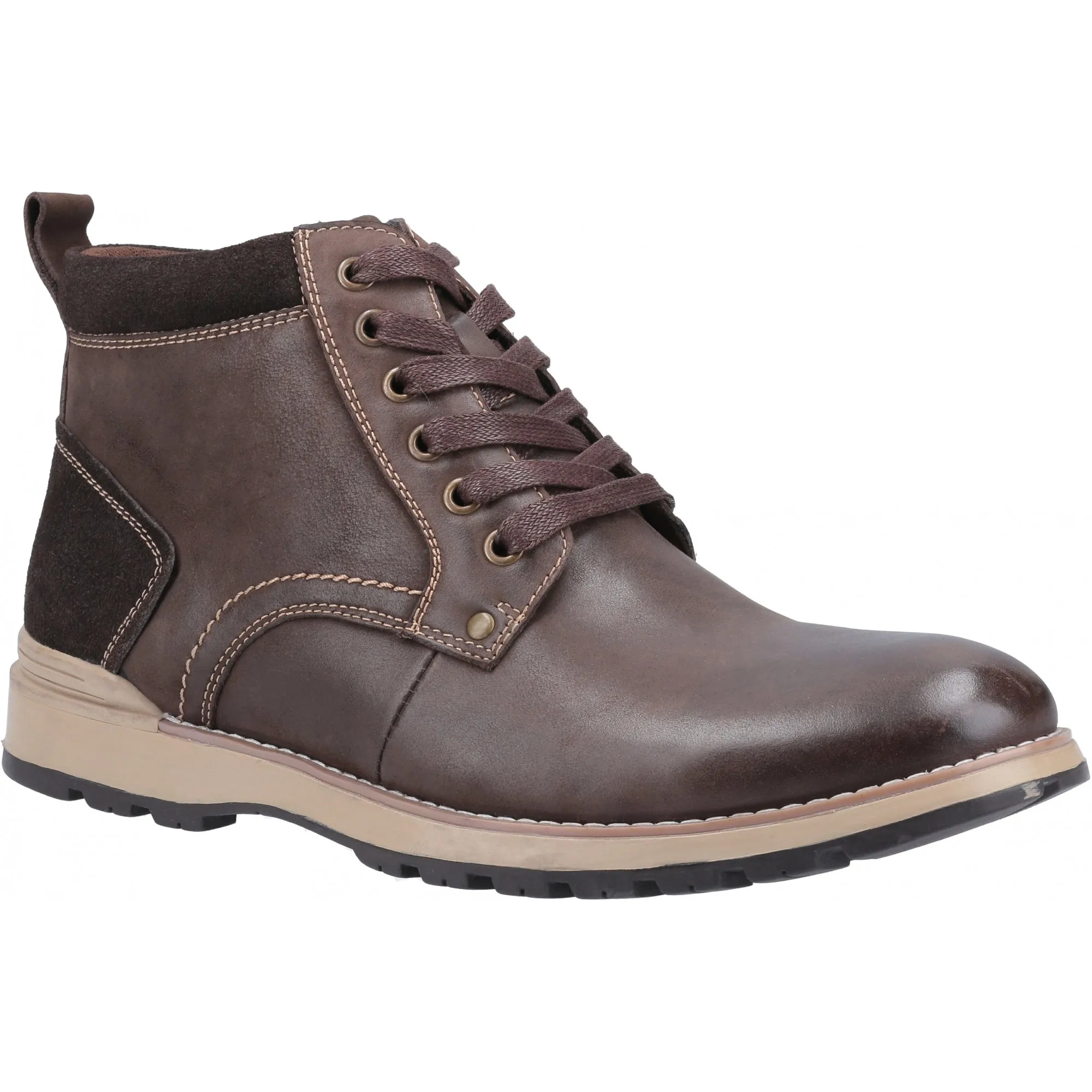 Hush Puppies DEAN Mens Waxy Nubuck Chukka Boots Brown