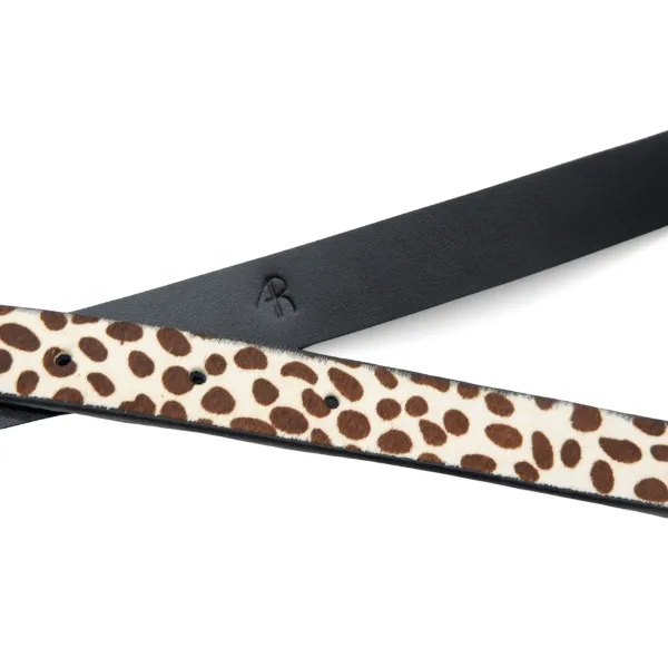 ISABELLA - Women's Cream/Spot Leopard Print Genuine Leather Belt