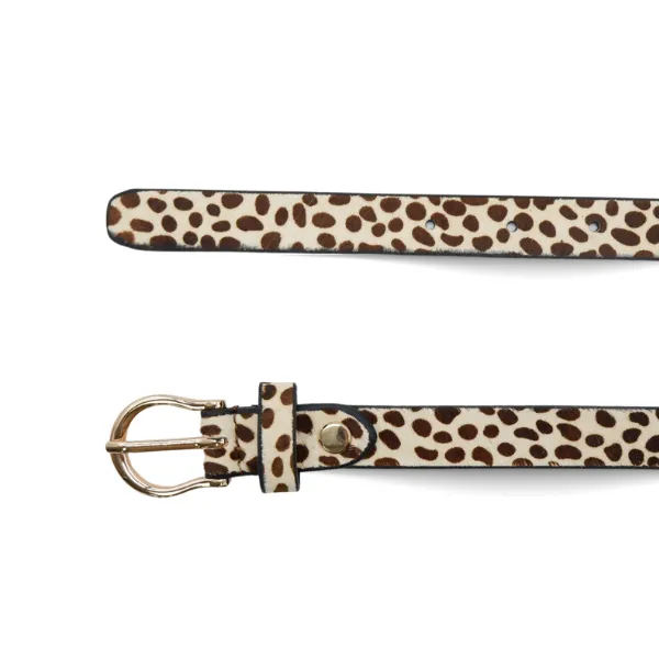 ISABELLA - Women's Cream/Spot Leopard Print Genuine Leather Belt