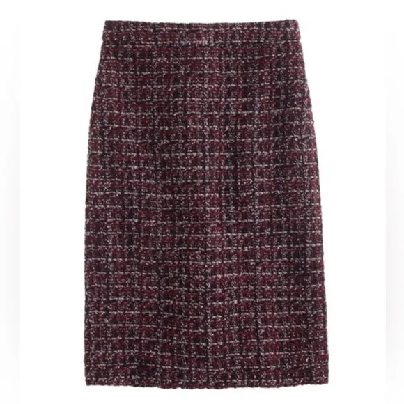 J. Crew Burgundy &amp; Navy Tweed No. 2 Pencil Skirt - Size 8 - EUC - Fall Styling