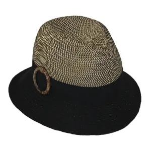 Jeanne Simmons Accessories Short Brim Fedora Black Hat (Women's)