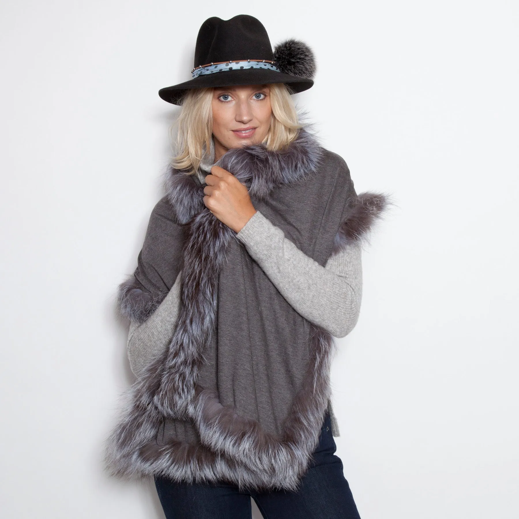 Jersey Scarf with Silver Fox Trim in 6 Colorways