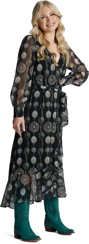 Justin Ladies Black and Concho Wrap Maxi Dress