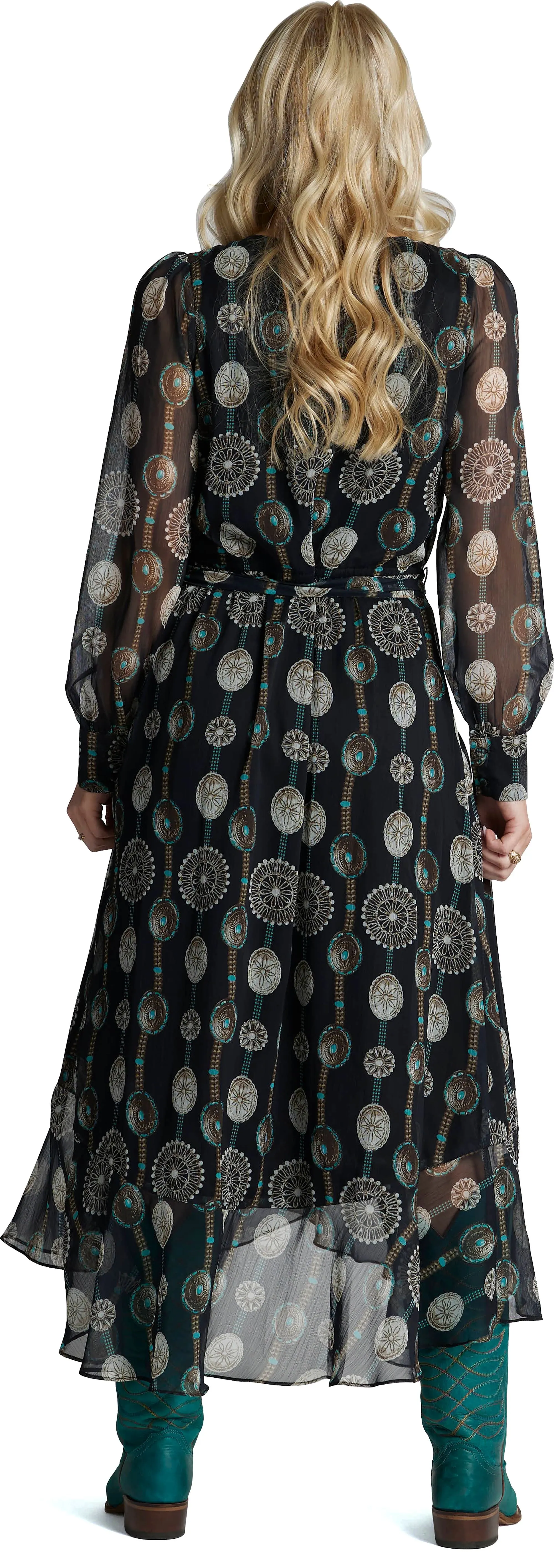 Justin Ladies Black and Concho Wrap Maxi Dress