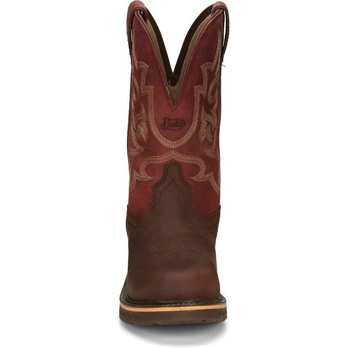 Justin Men's Resistor 11" Comp Toe WP Western Work Boot- Brown- CR4007