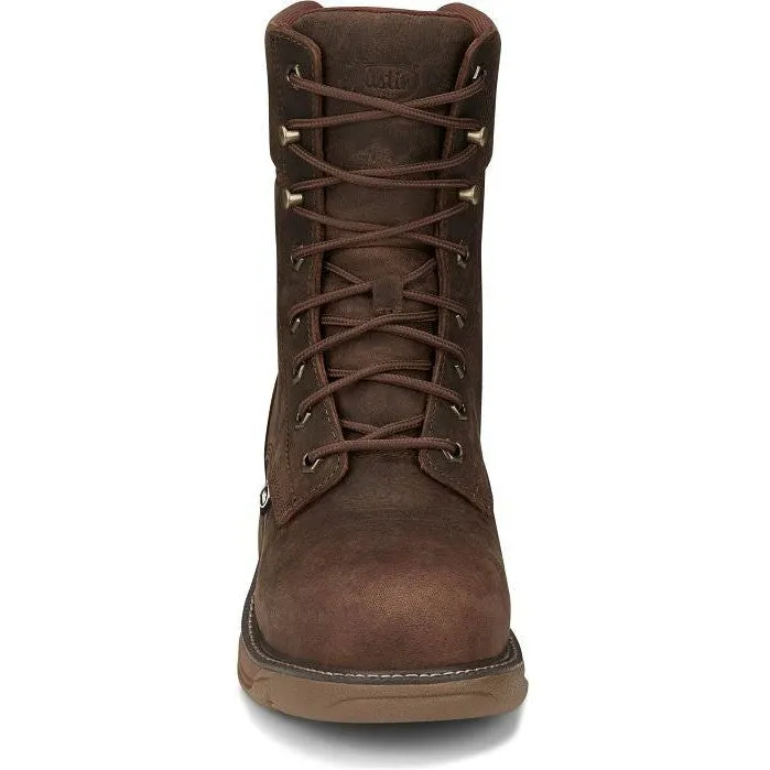 Justin Men's Rush 8" WP Nano Comp Toe Western Work Boot -Brown- SE469