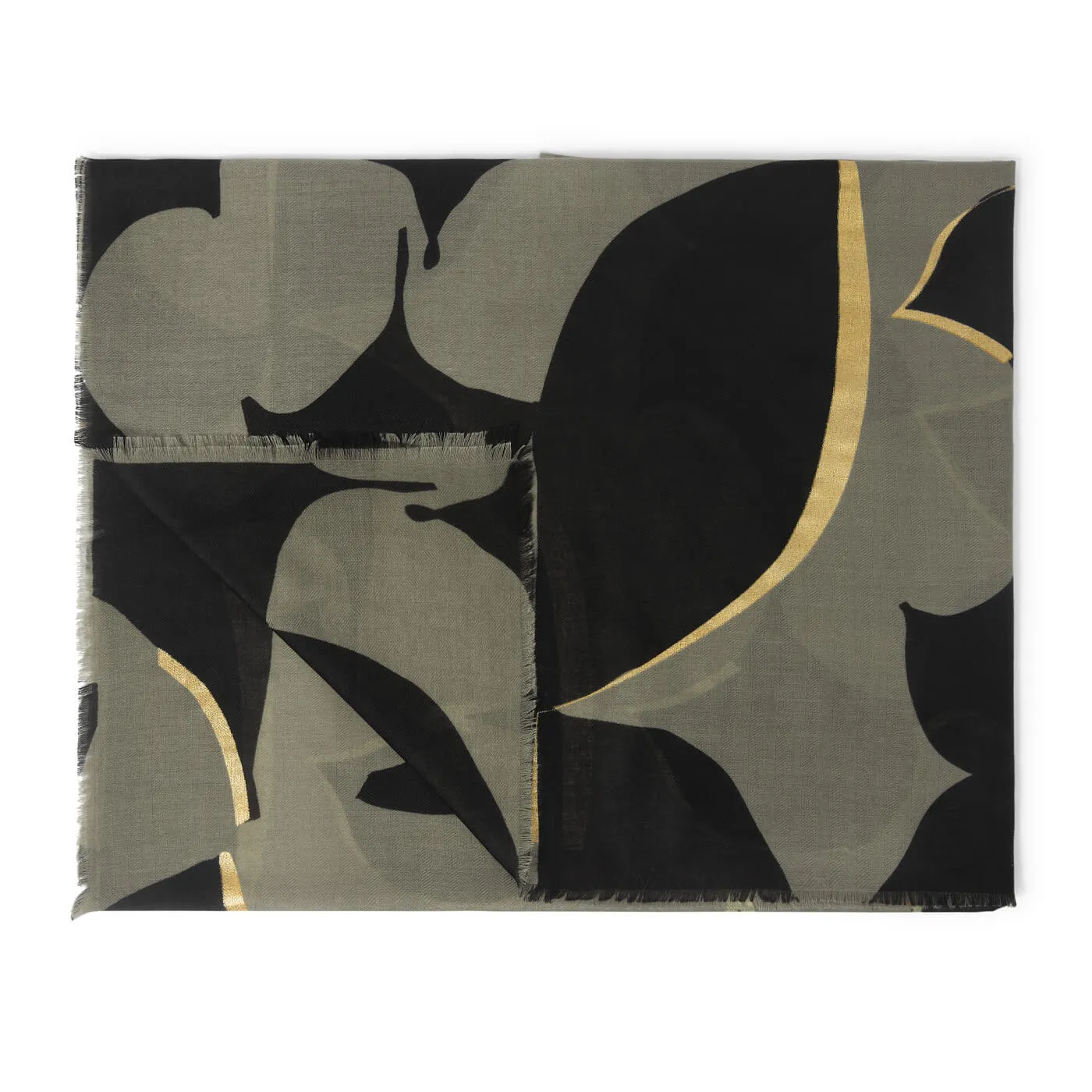 Katie Loxton Geometric Printed Foil Scarf - Khaki Black