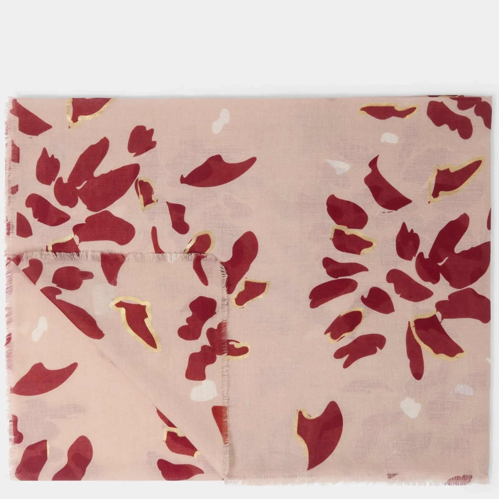 Katie Loxton Scattered Petals Printed Foil Scarf - Dusty Rose Garnet Red