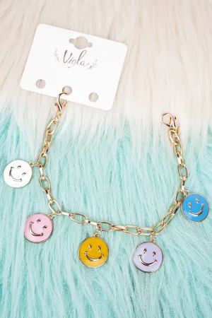 Keep Smiling Goldtone Trucker Hat Chain