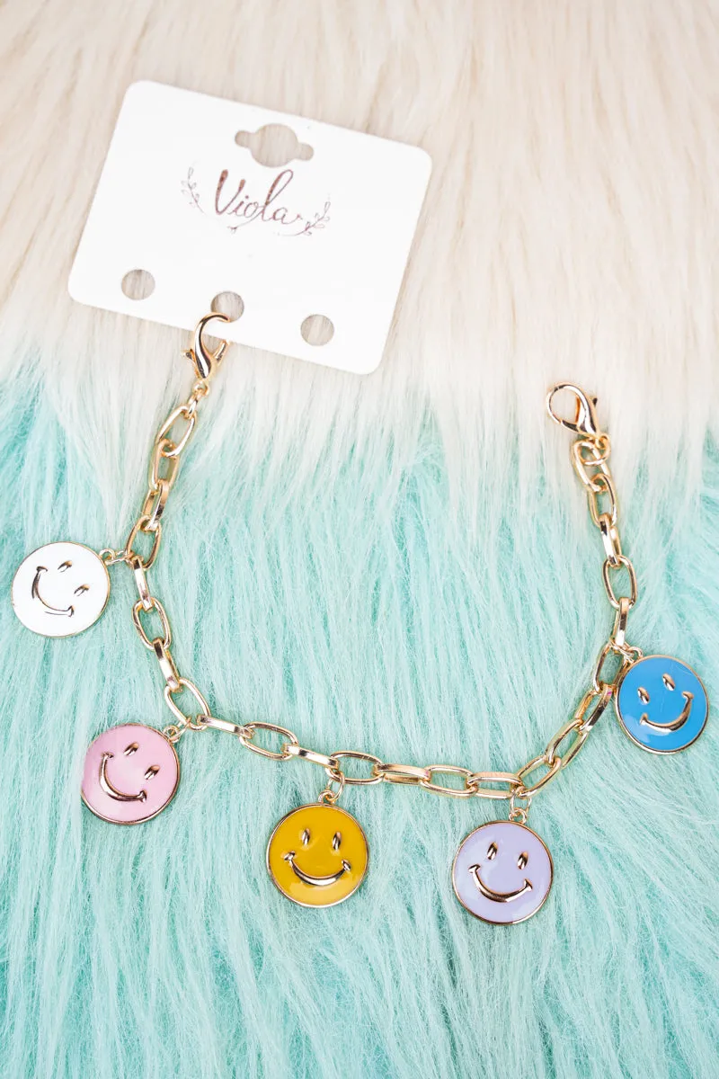 Keep Smiling Goldtone Trucker Hat Chain