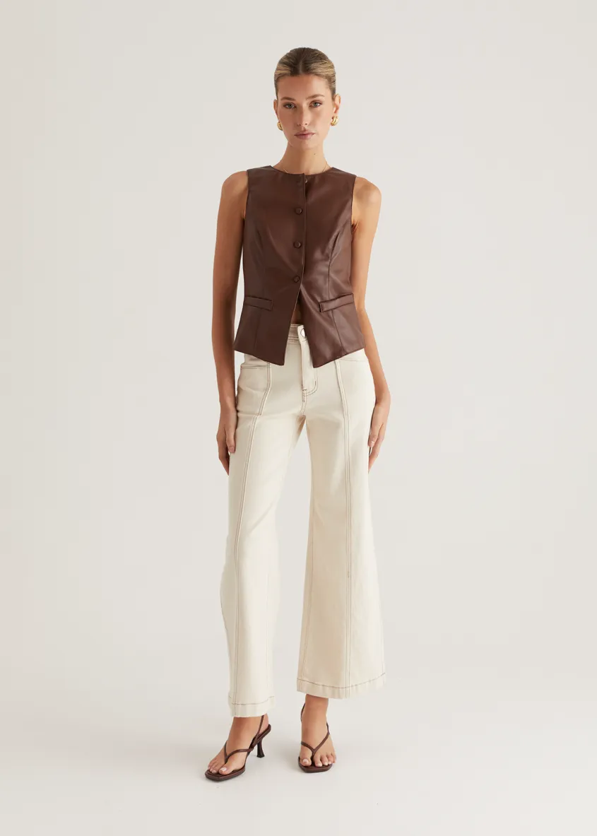 Kensington PU Vest - Brown
