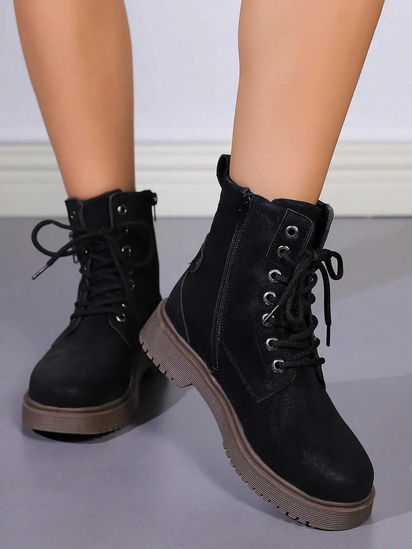 Ladies' Blue Color Workwear High Top British Style Boots