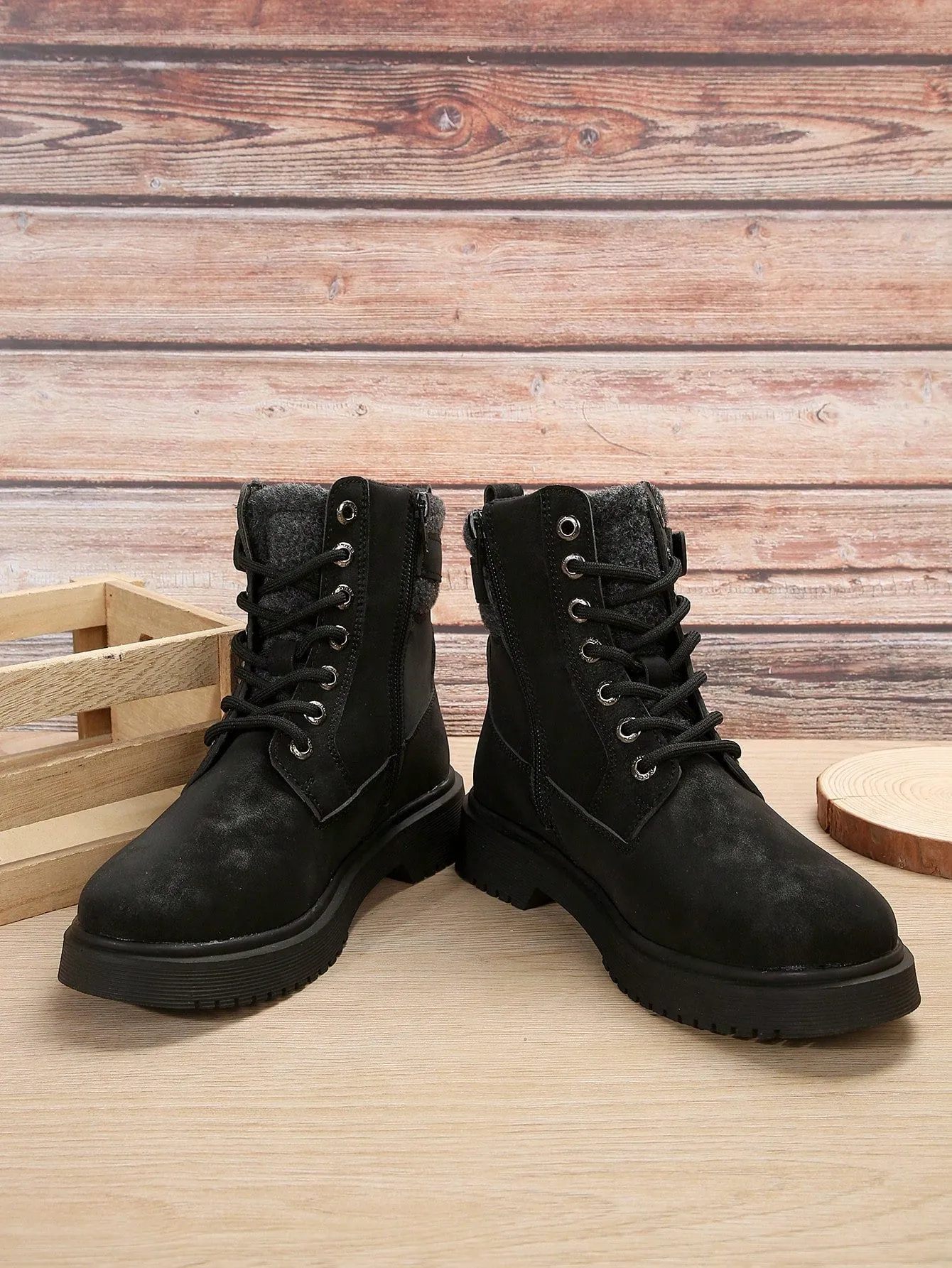 Ladies' Blue Color Workwear High Top British Style Boots