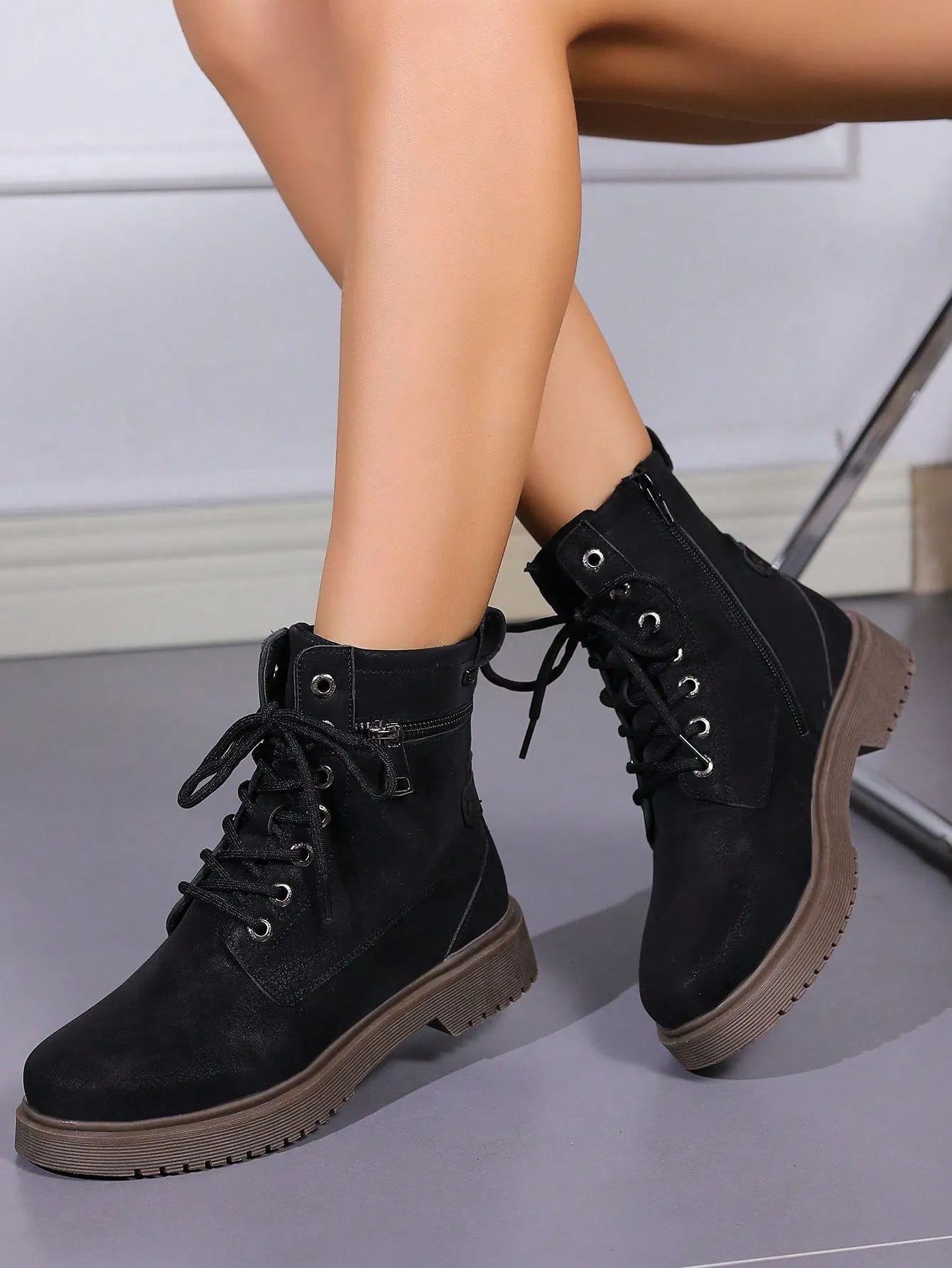 Ladies' Blue Color Workwear High Top British Style Boots