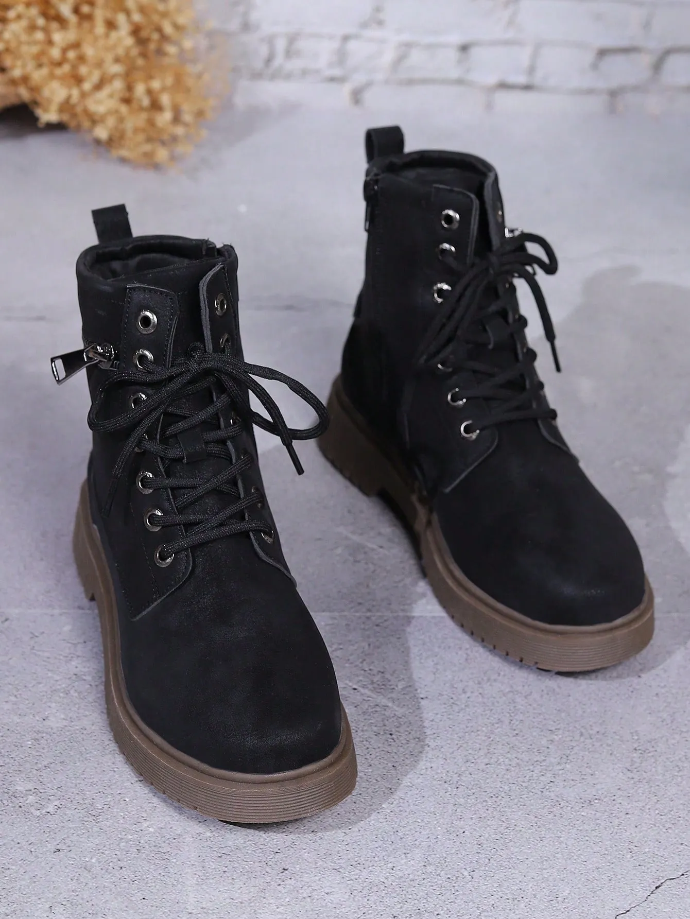 Ladies' Blue Color Workwear High Top British Style Boots