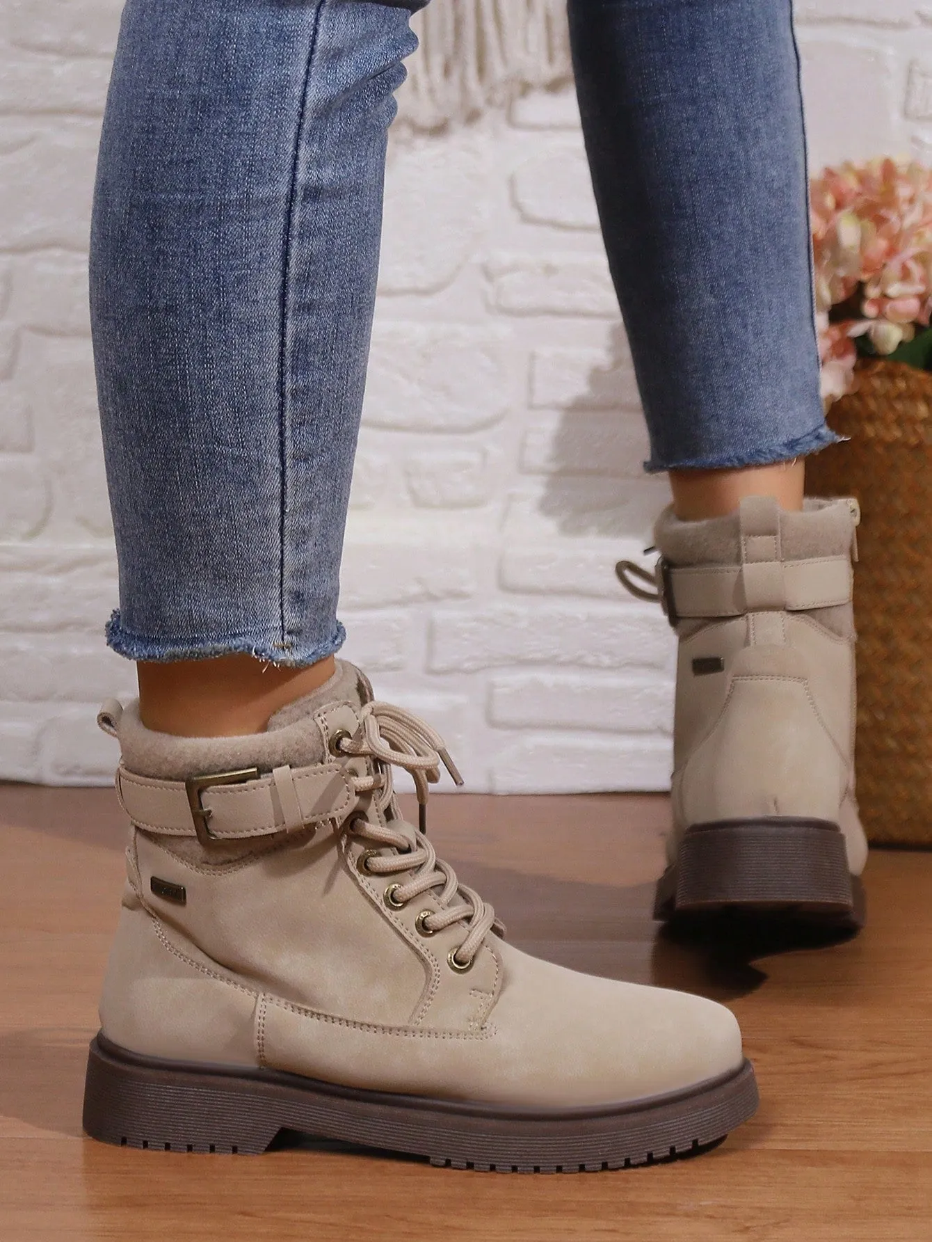 Ladies' Blue Color Workwear High Top British Style Boots