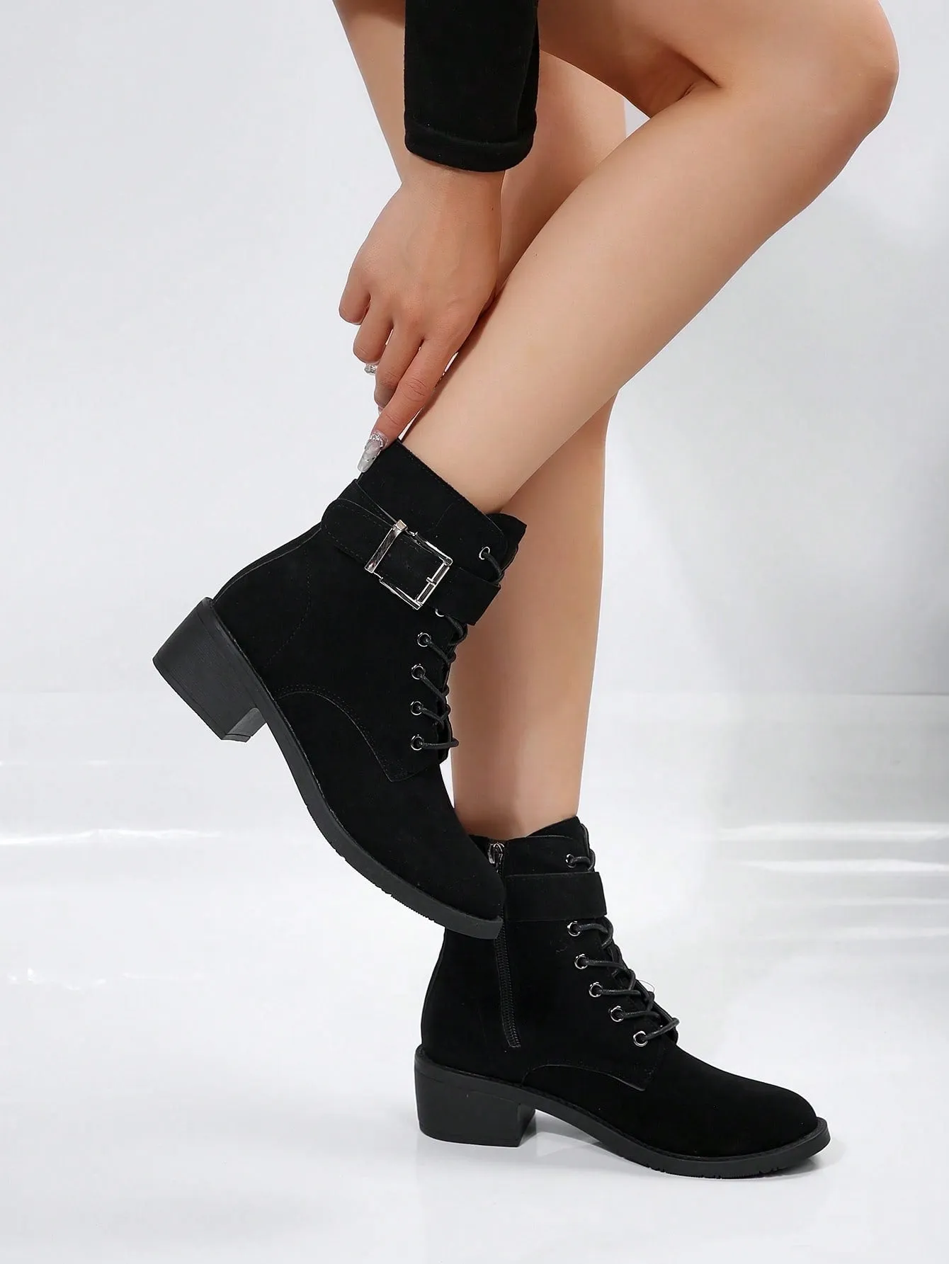 Ladies' Blue Color Workwear High Top British Style Boots