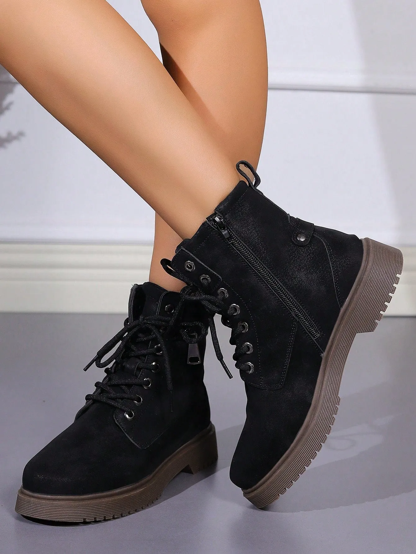 Ladies' Blue Color Workwear High Top British Style Boots