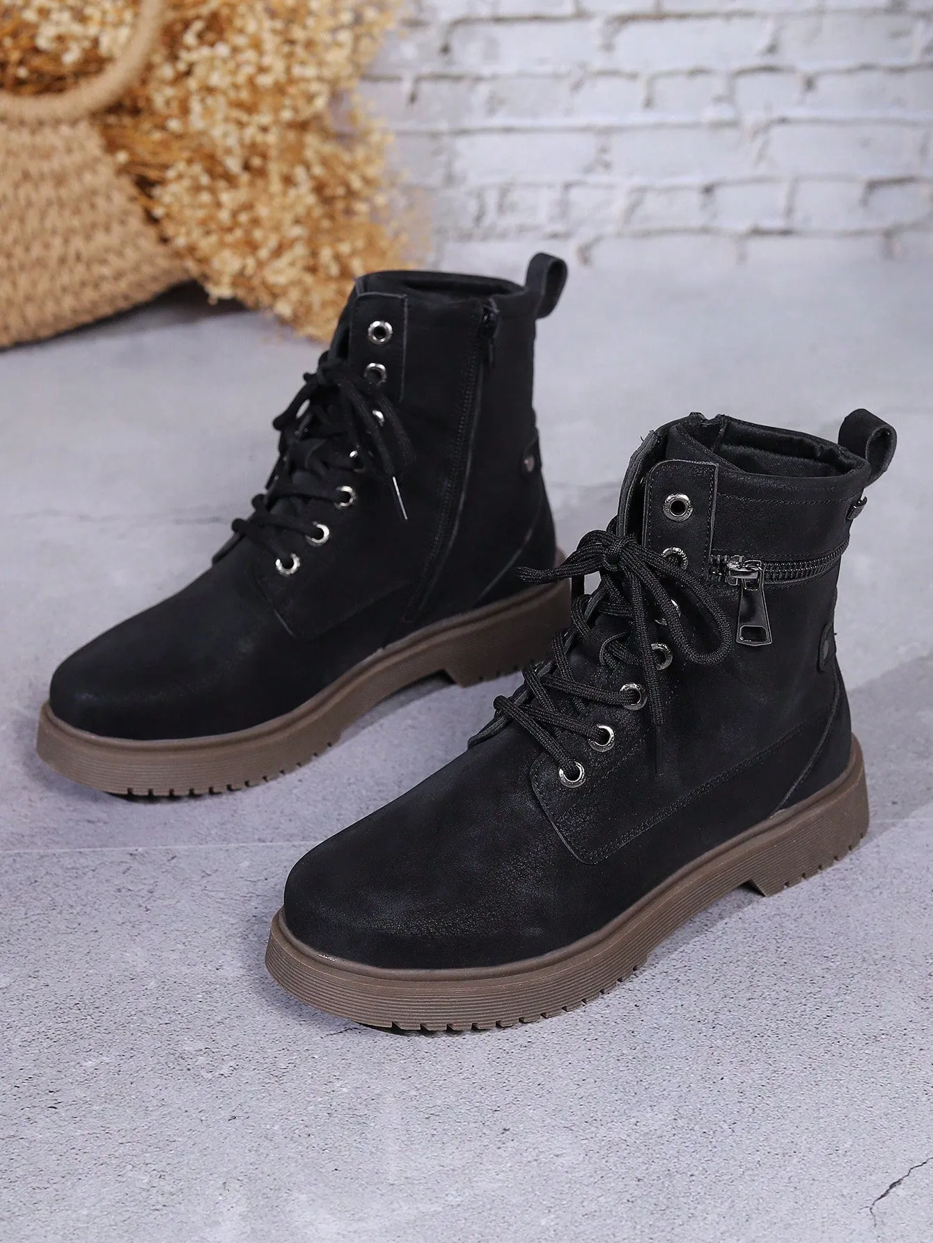 Ladies' Blue Color Workwear High Top British Style Boots