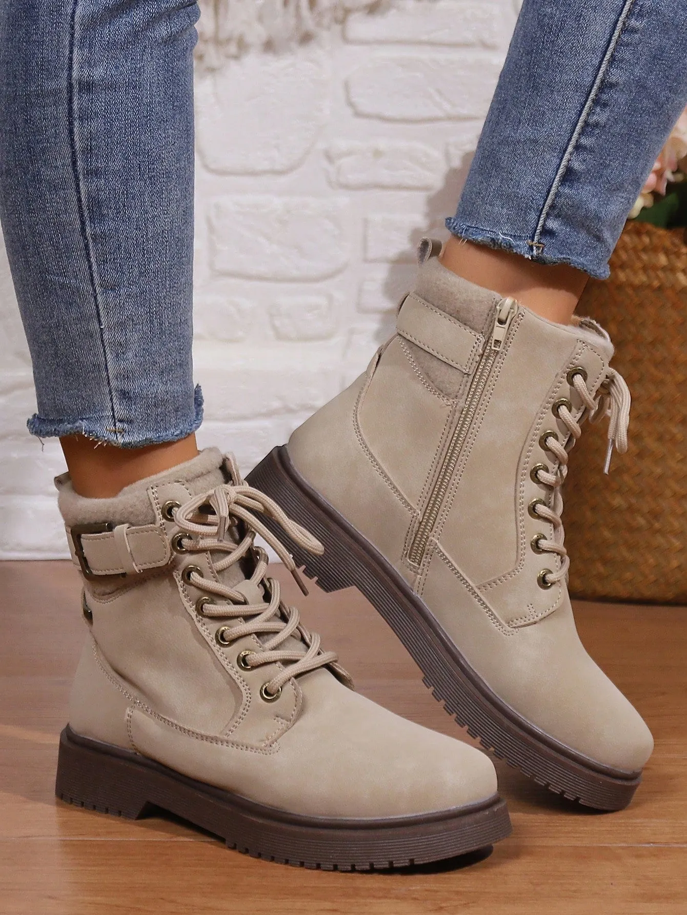 Ladies' Blue Color Workwear High Top British Style Boots