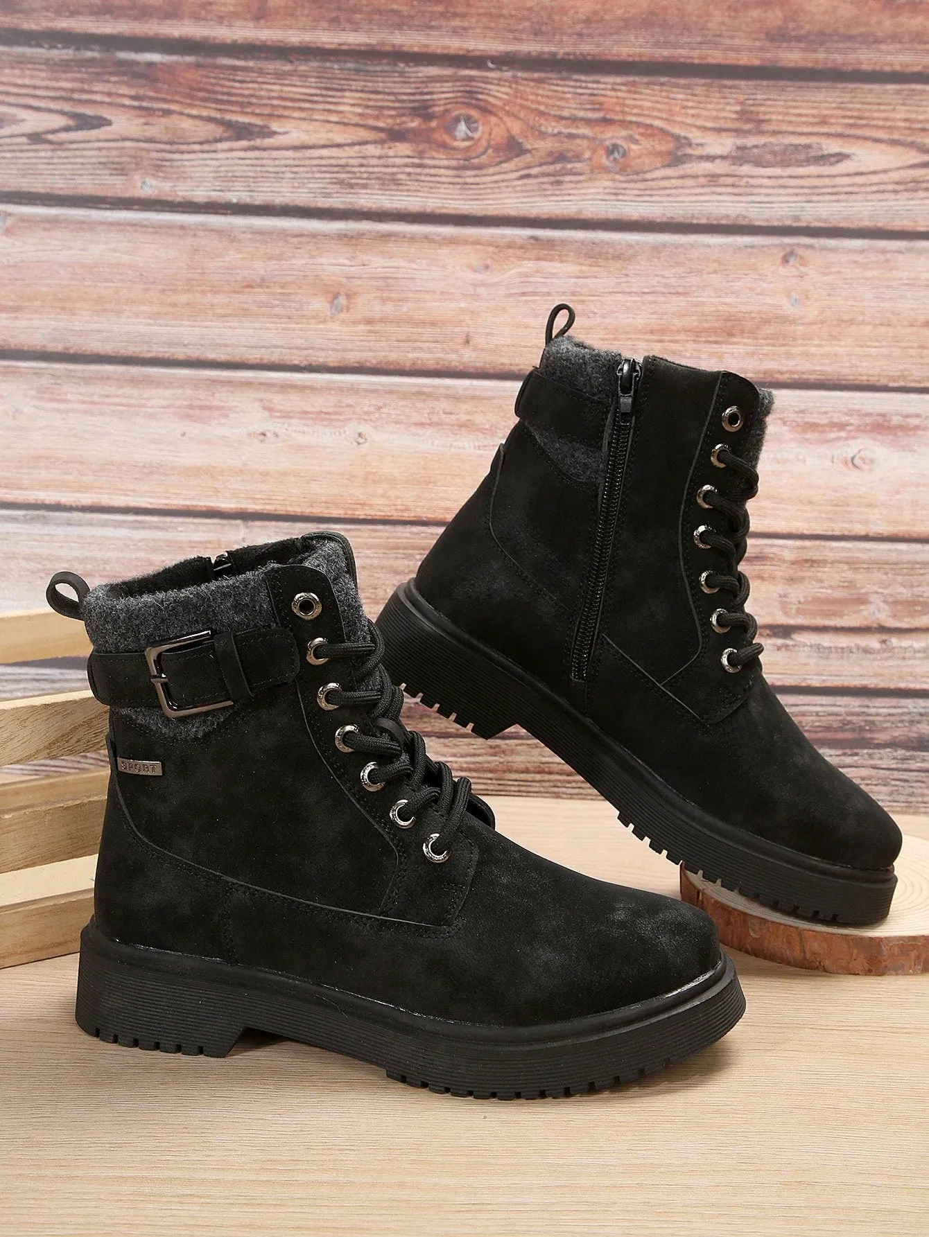 Ladies' Blue Color Workwear High Top British Style Boots
