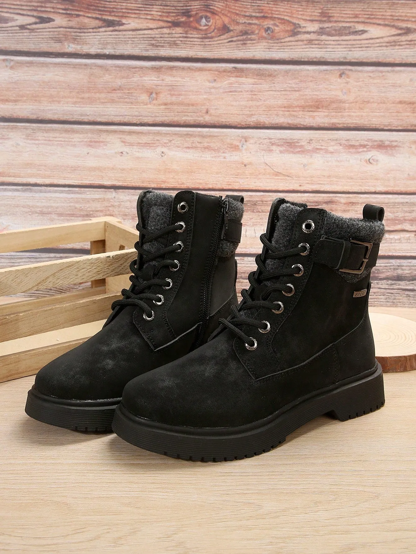 Ladies' Blue Color Workwear High Top British Style Boots