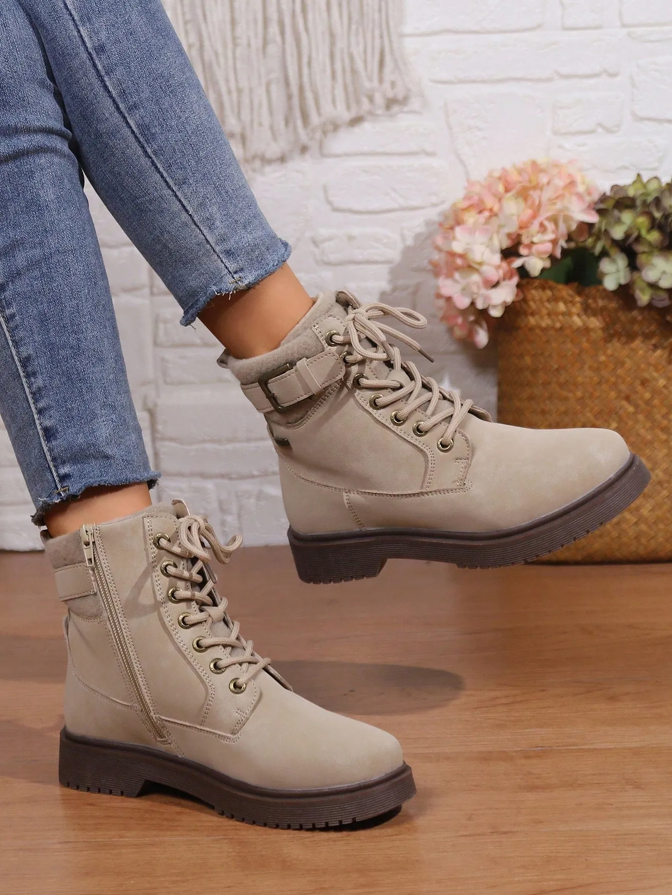 Ladies' Blue Color Workwear High Top British Style Boots