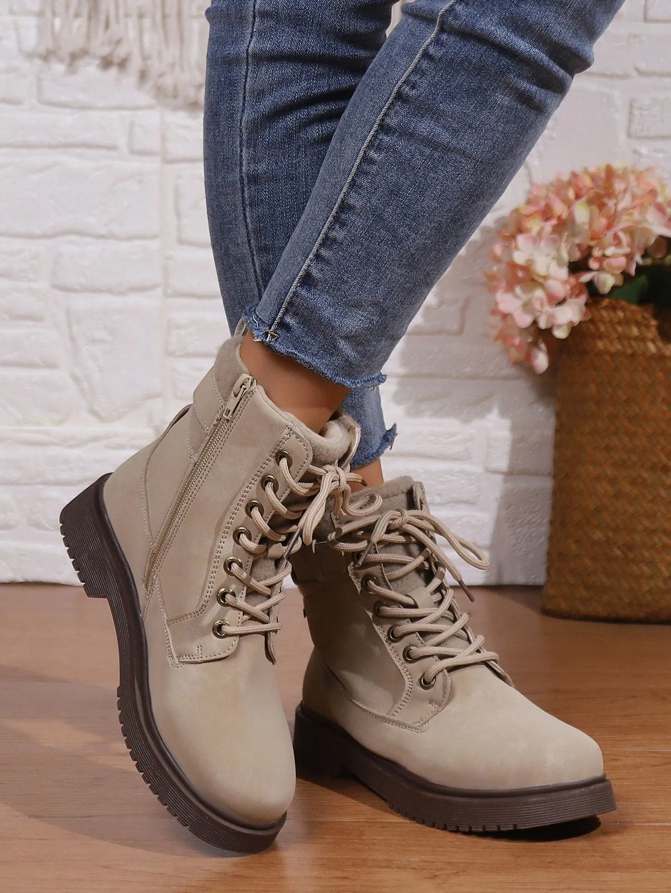 Ladies' Blue Color Workwear High Top British Style Boots