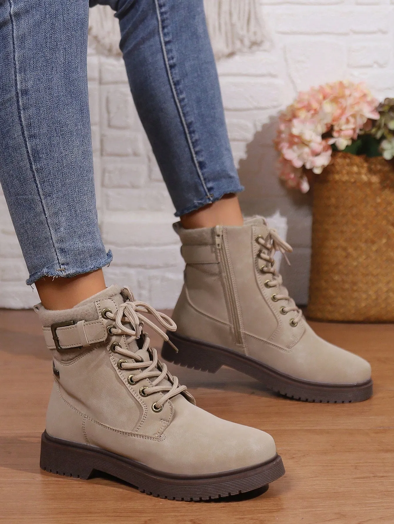 Ladies' Blue Color Workwear High Top British Style Boots