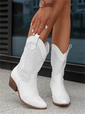 Laury | Breathable Vegan Suede Boots – Lightweight Everyday Low-Heel Boots for Warmer Days