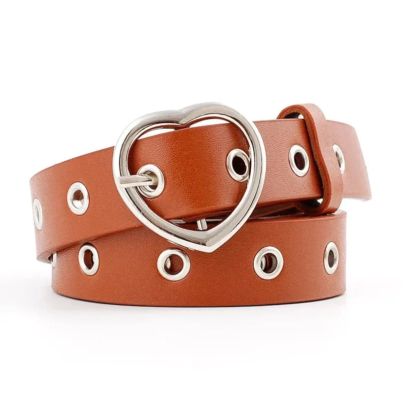 Leather Belt Heart Clip Metal Buckle Belt Trouser Fashion Dress Accessories (multi-colours)