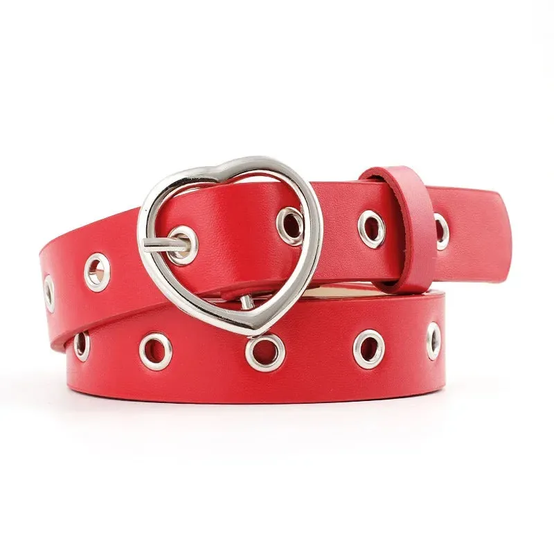 Leather Belt Heart Clip Metal Buckle Belt Trouser Fashion Dress Accessories (multi-colours)