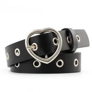 Leather Belt Heart Clip Metal Buckle Belt Trouser Fashion Dress Accessories (multi-colours)