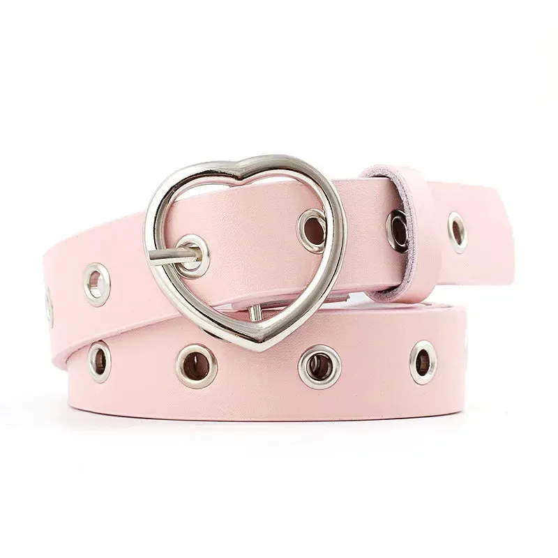 Leather Belt Heart Clip Metal Buckle Belt Trouser Fashion Dress Accessories (multi-colours)