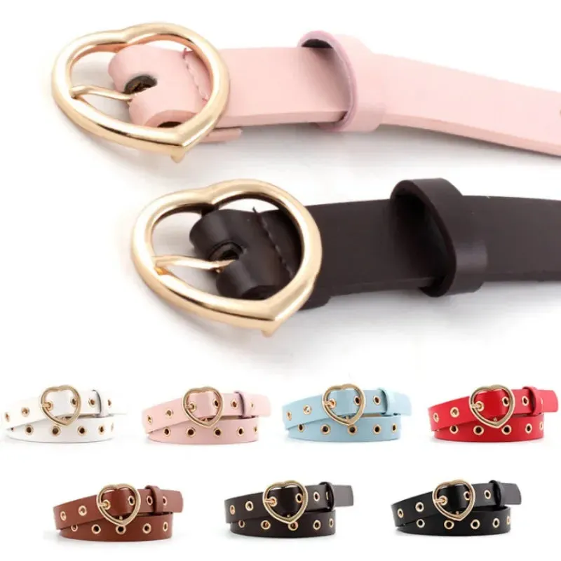 Leather Belt Heart Clip Metal Buckle Belt Trouser Fashion Dress Accessories (multi-colours)