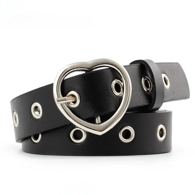 Leather Belt Heart Clip Metal Buckle Belt Trouser Fashion Dress Accessories (multi-colours)