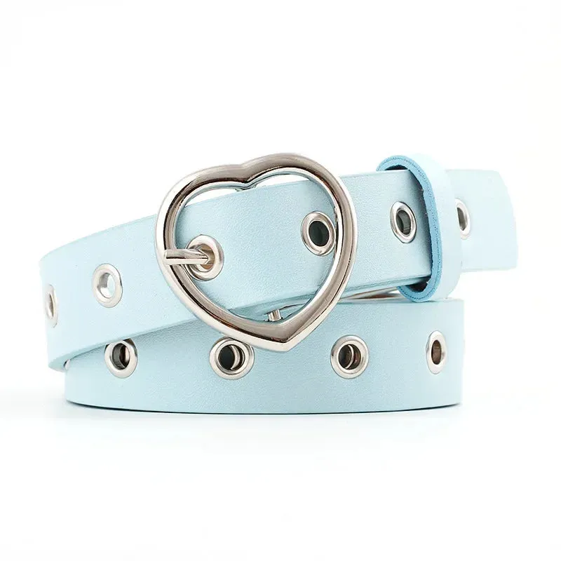 Leather Belt Heart Clip Metal Buckle Belt Trouser Fashion Dress Accessories (multi-colours)