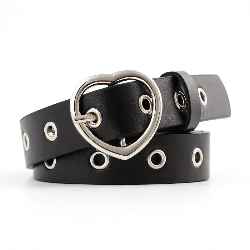 Leather Belt Heart Clip Metal Buckle Belt Trouser Fashion Dress Accessories (multi-colours)