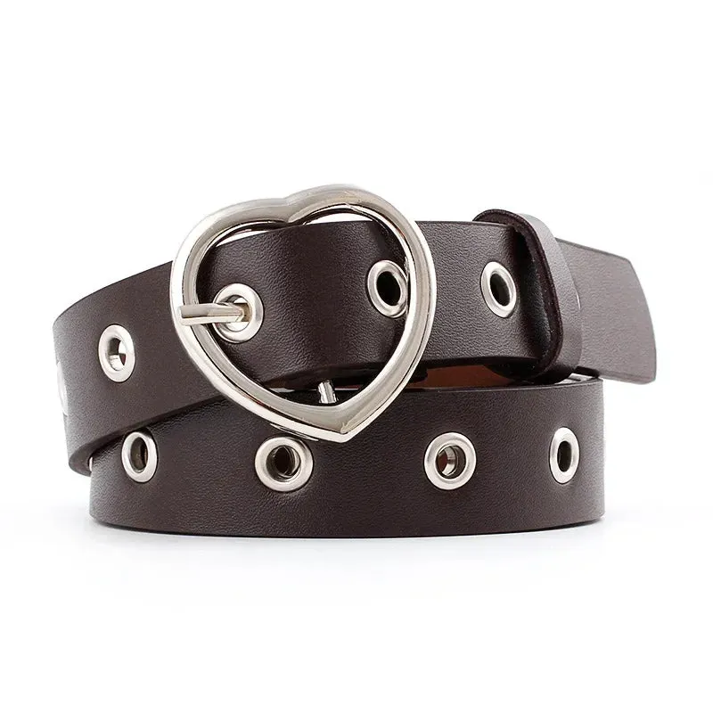 Leather Belt Heart Clip Metal Buckle Belt Trouser Fashion Dress Accessories (multi-colours)