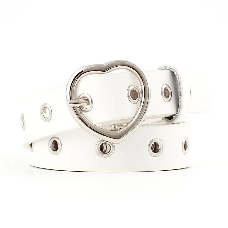 Leather Belt Heart Clip Metal Buckle Belt Trouser Fashion Dress Accessories (multi-colours)