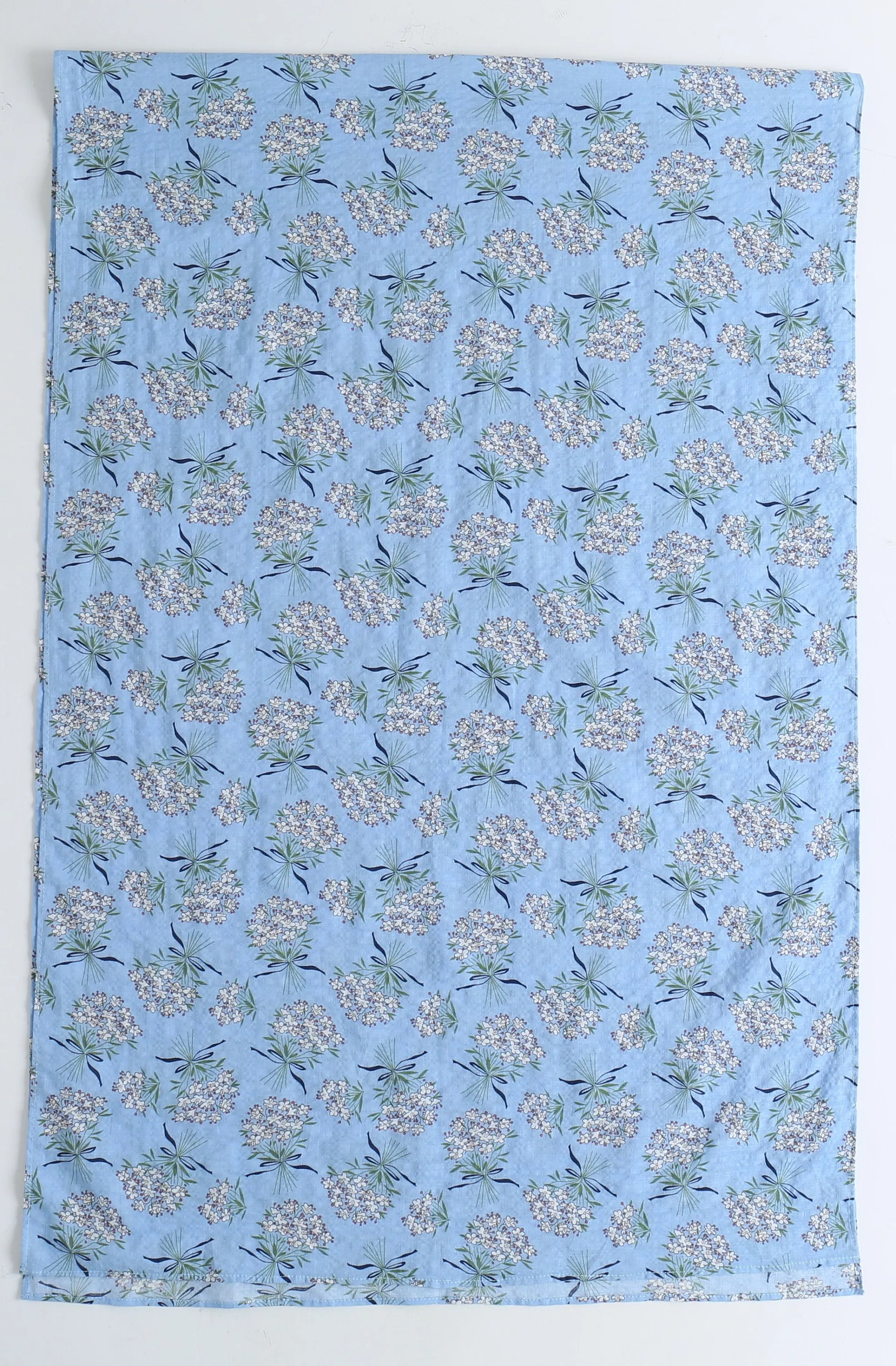Light Blue Cotton Blend Scarf, Lightweight Cotton Blend Floral Scarf, Mother's Day Gift