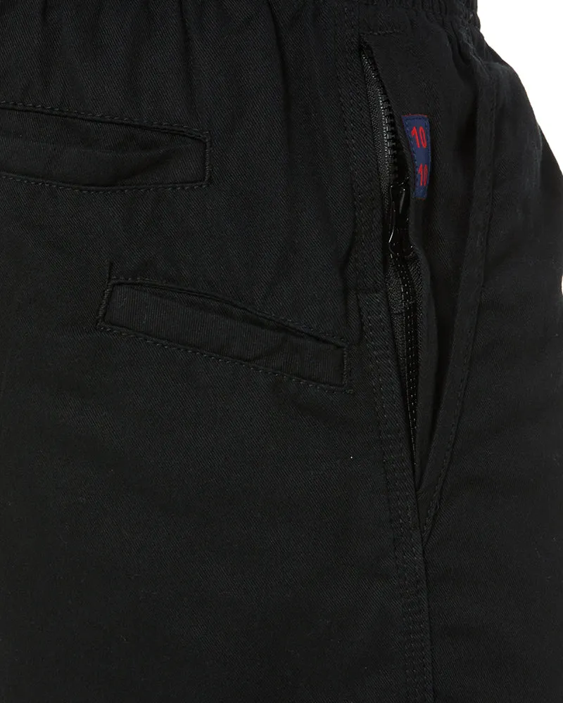 Light Weight Elastic Waist Utility Short - Black