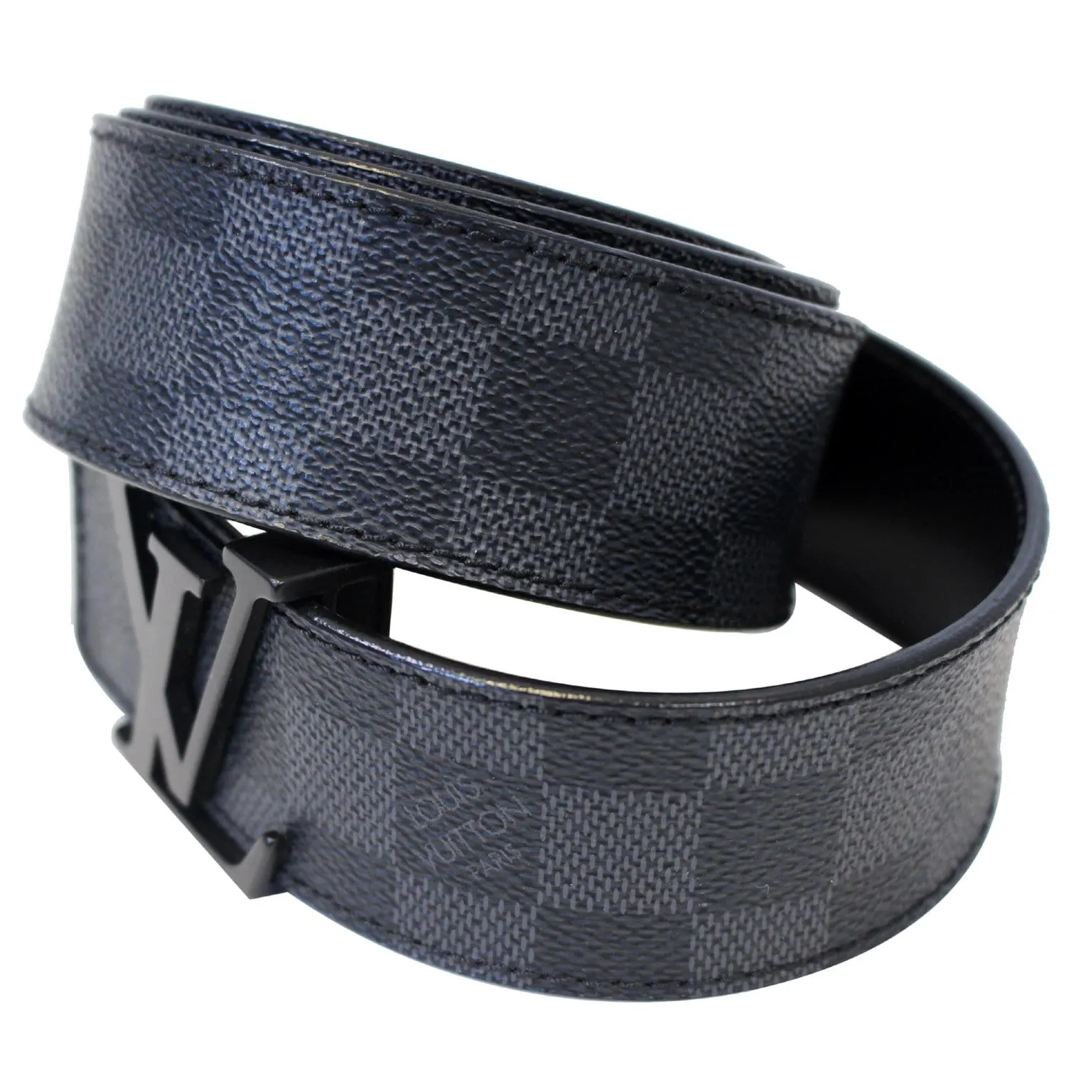 LOUIS VUITTON Damier Ebene LV Initials Belt Black