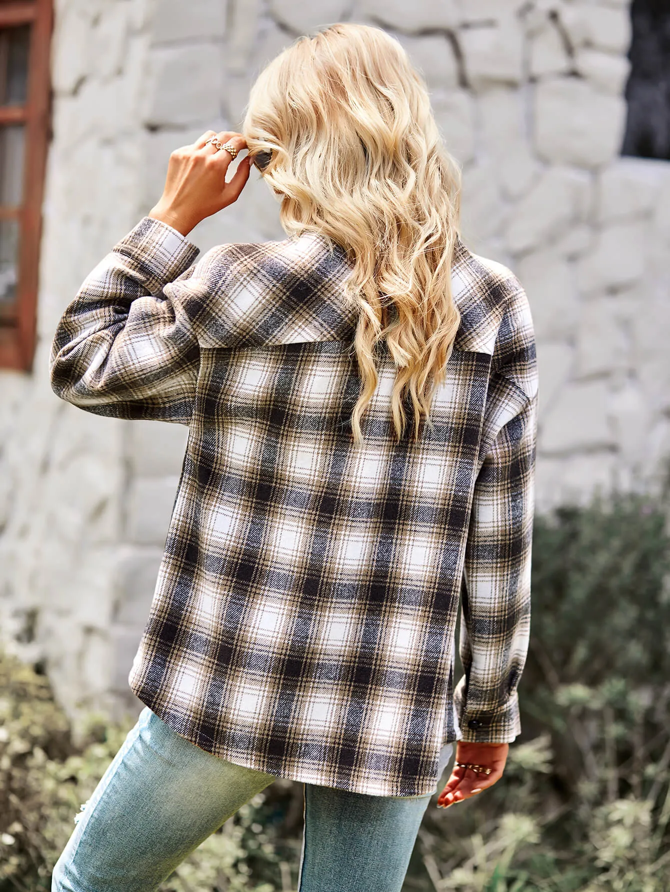 Lucky One Plaid Shacket - Brown