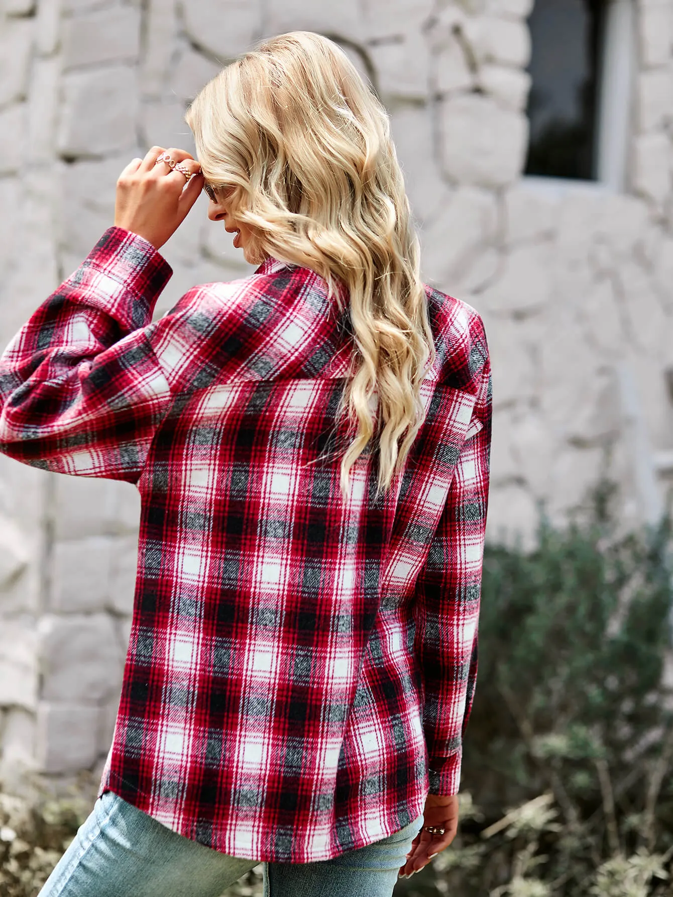Lucky One Plaid Shacket - Pink
