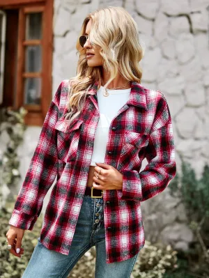 Lucky One Plaid Shacket - Pink