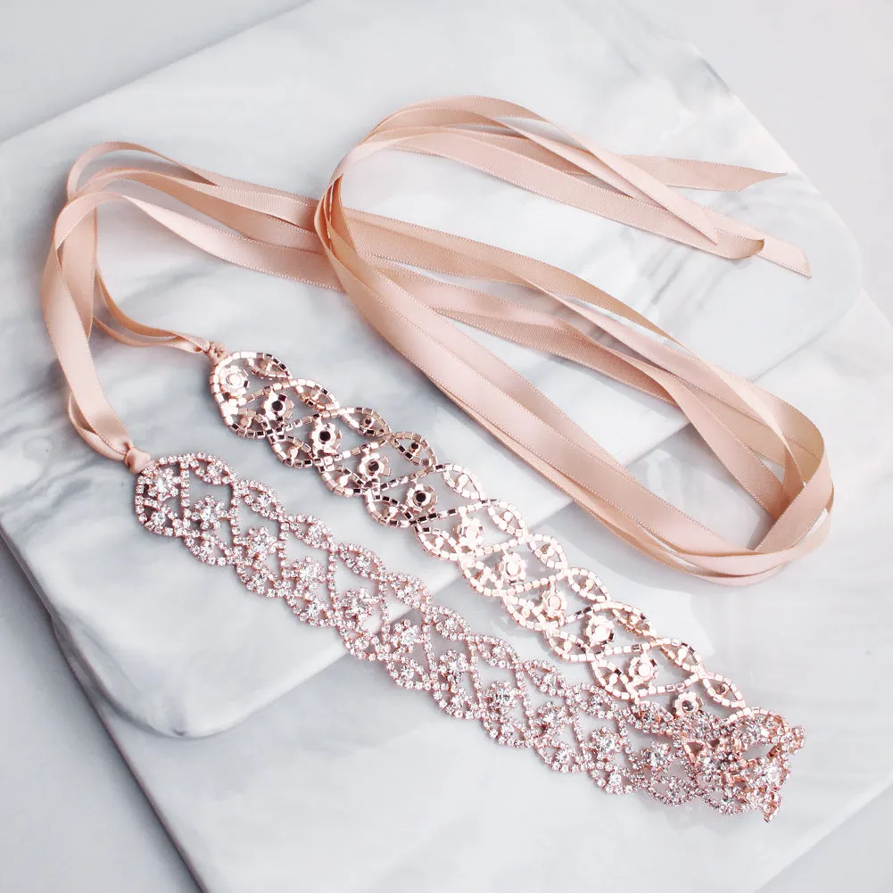 Luxury Rhinestone Waist Chain Crystal Woven Belt