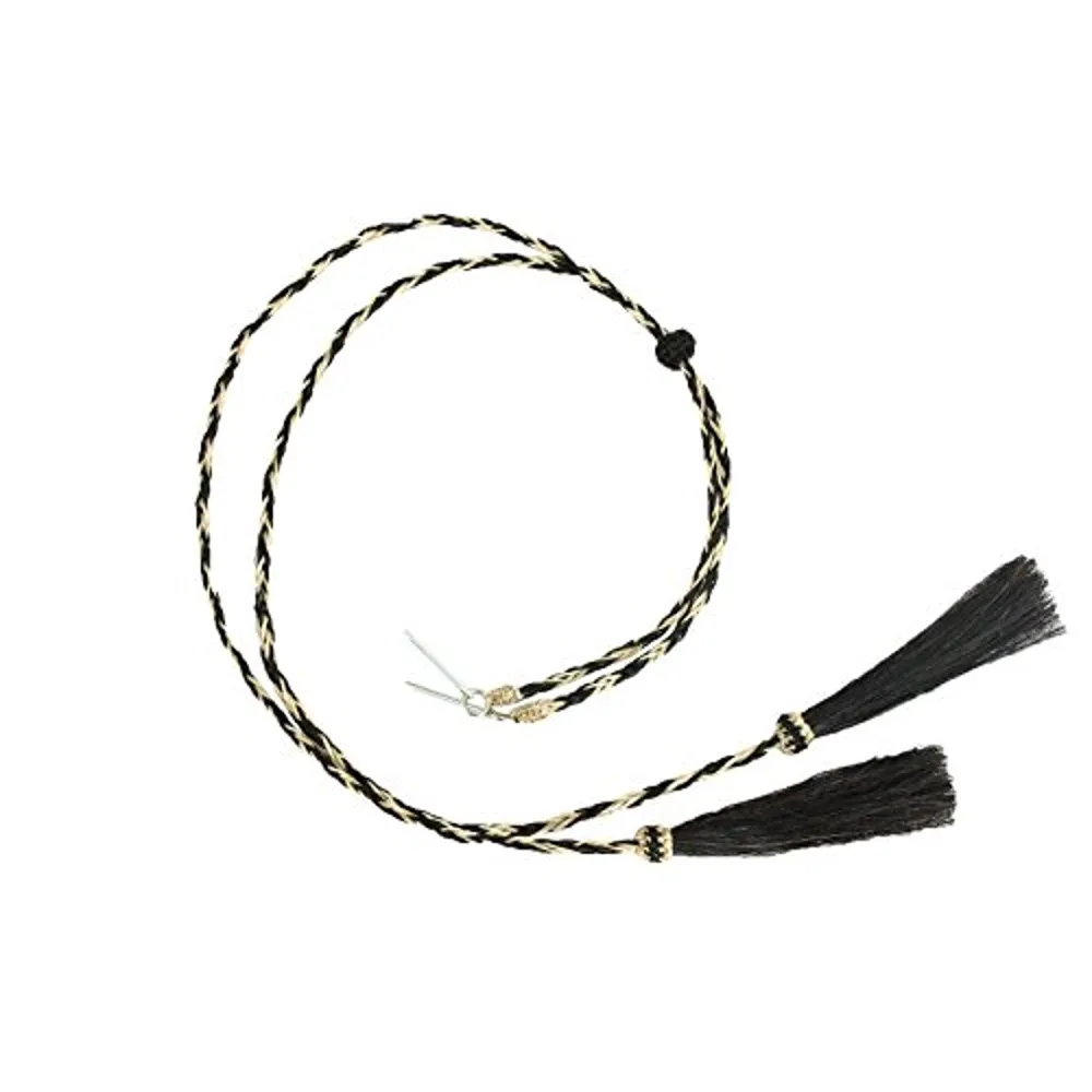 M & F Western Men's Blonde and Braided Horsehair Tassels Stampede String (Black)